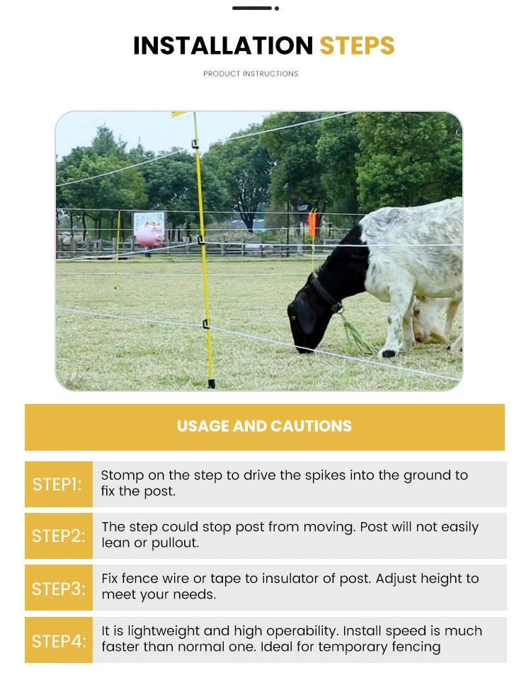 Lydite Plastic Electric Fence Post with Pigtail Insulator for Sale