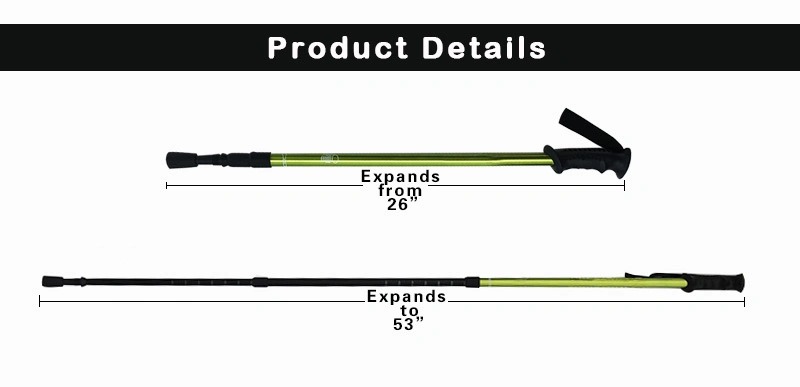 Outdoor Aluminum Alloy Extension Telescopic Hiking Pole Rubber Handle Blue Trekking Pole